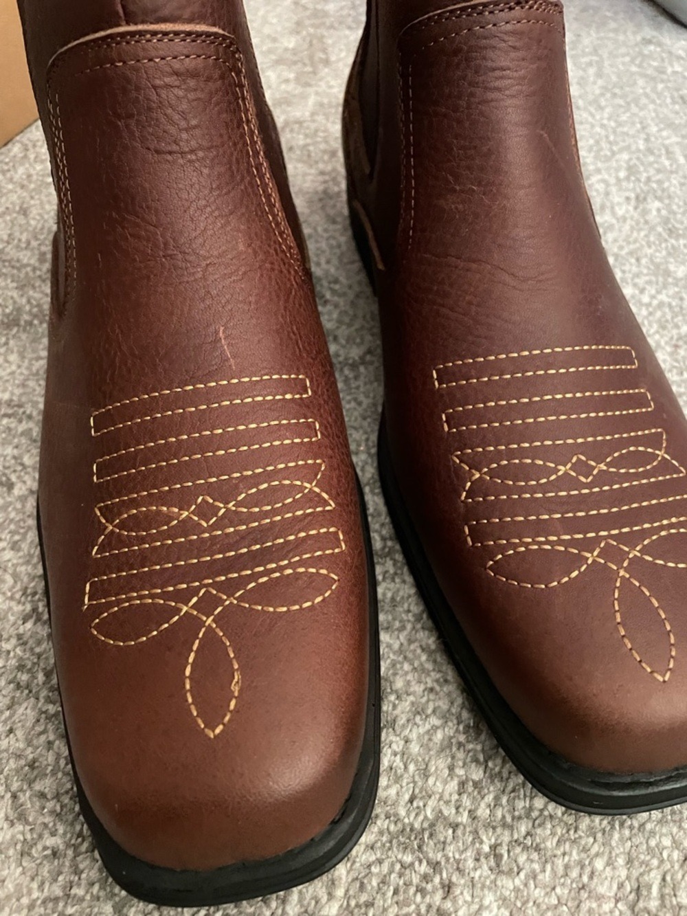 Arcbrothers Brown Leather Square Toe Chelsea Boots Mens - Picture 5 of 17